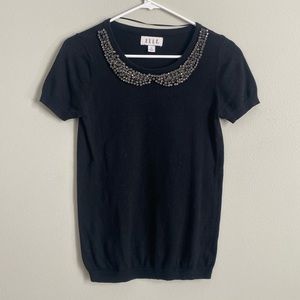 ELLE Beaded Collar Knit Top